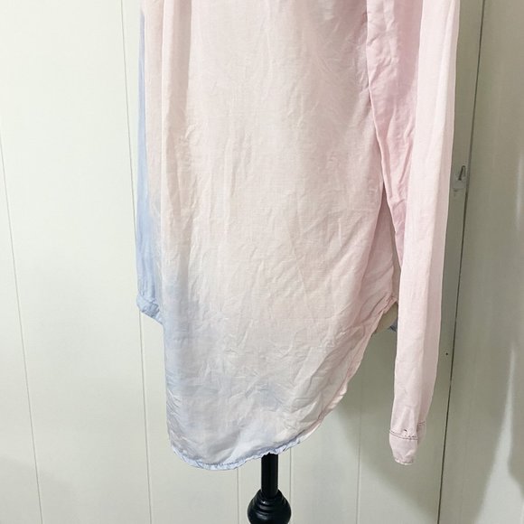 Anthropologie Cloth & Stone Tencel Blue/Pink Dip/Tie Dye Button Up Size Small - Picture 10 of 13